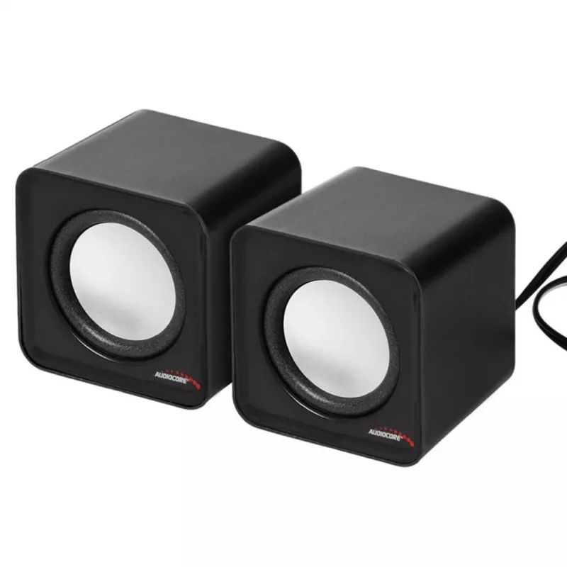 Altavoz de PC de 2 vías Audiocore AC870 B — 3 W RMS, alimentación por USB con cable, entrada de 3,5 mm, 2.0 canales