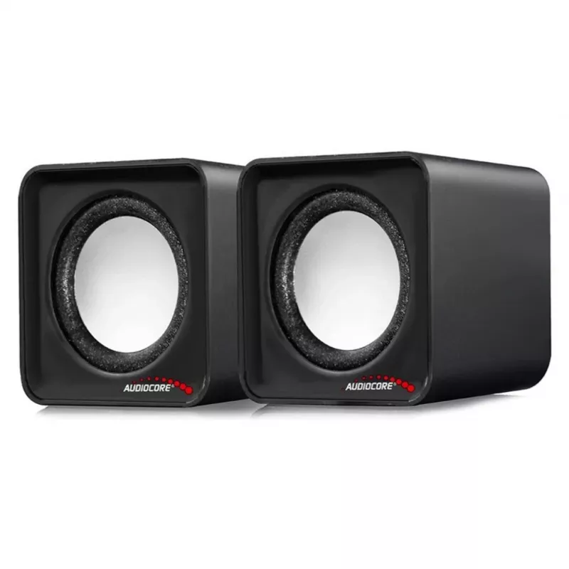 Altavoz de PC de 2 vías Audiocore AC870 B — 3 W RMS, alimentación por USB con cable, entrada de 3,5 mm, 2.0 canales