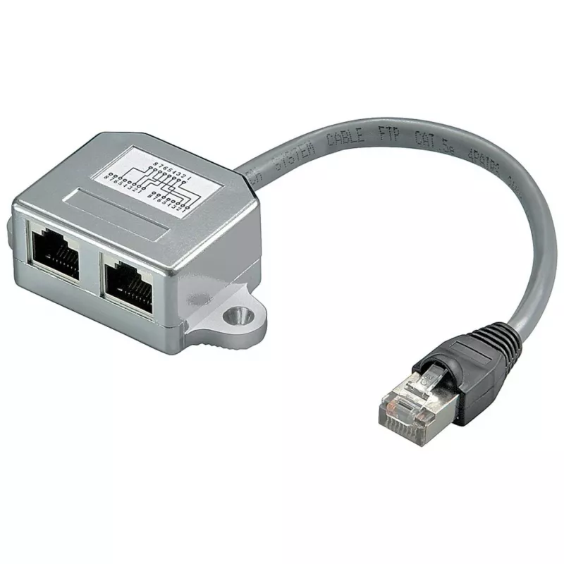 Wentronic Goobay Divisor de cable (Network Doubler), adaptador en Y CAT - Cableado 2 x CAT 5 Ethernet, apantallado (68908)