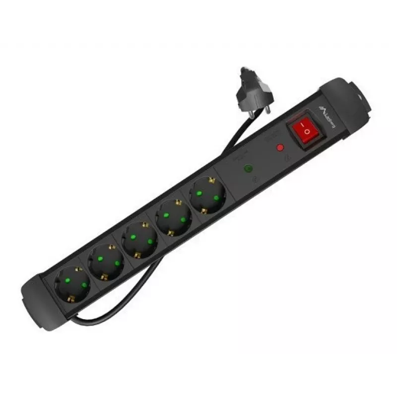 Regleta de enchufes Lanberg SP1-05F-0150-BK 1,5 m 5 tomas AC para interior negra