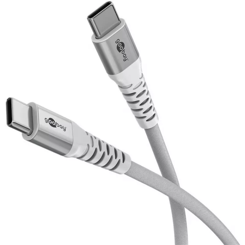 Goobay cable USB-C (ST-ST) 2m cable de conexión funda textil blanco cable USB USB 2.0 USB C (70194)