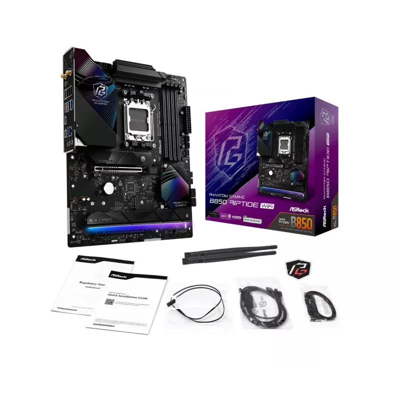 Placa base ASRock Phantom Gaming B850 Riptide WiFi — AMD B850, socket AM5, ATX, DDR5, 4x M.2, Wi-Fi 7, 2.5Gb LAN