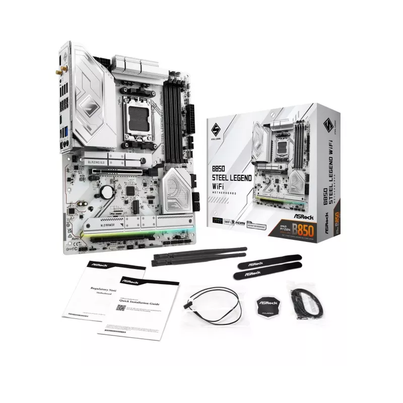 Placa base ASROCK B850 Steel Legend WiFi ATX — AMD B850, socket AM5, DDR5, 4x DIMM, 4x M.2, Wi-Fi 7, 2.5Gb LAN
