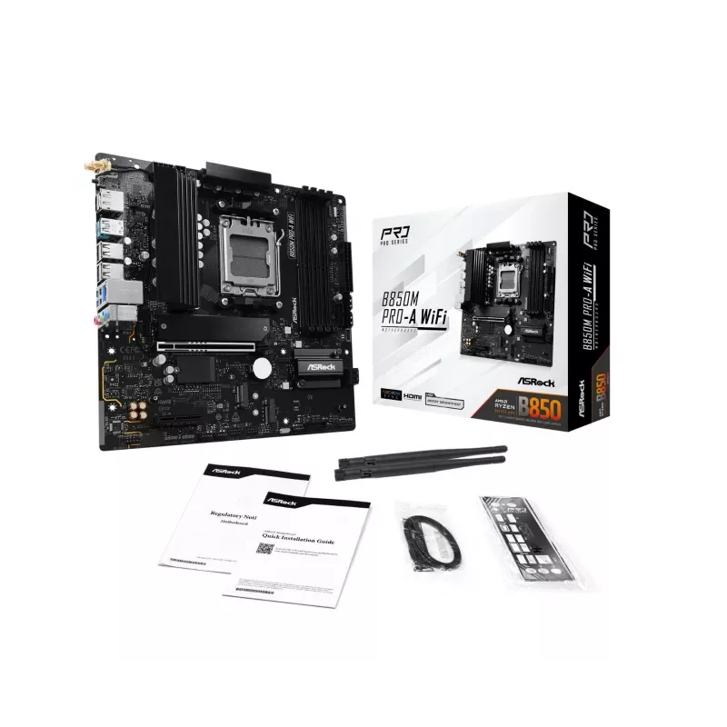 Placa base ASRock B850M Pro-A WiFi micro ATX – AMD B850, socket AM5, DDR5, 4x DIMM, 256 GB, Wi-Fi, 2,5-Gb-LAN