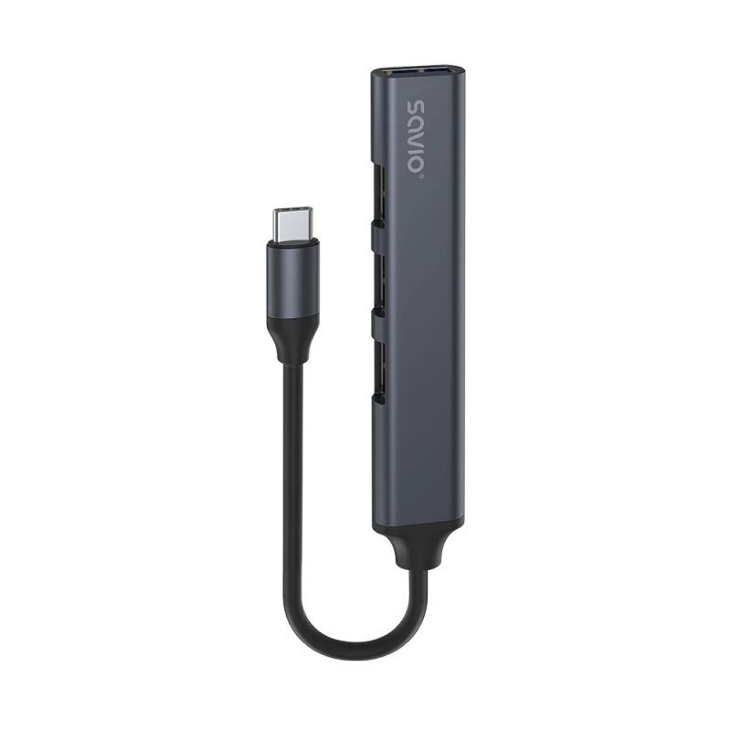 Hub de interfaz USB 3.0 de 4 puertos SAVIO AK-71 con host USB-C, 5000 Mbit/s, 2 años de garantía