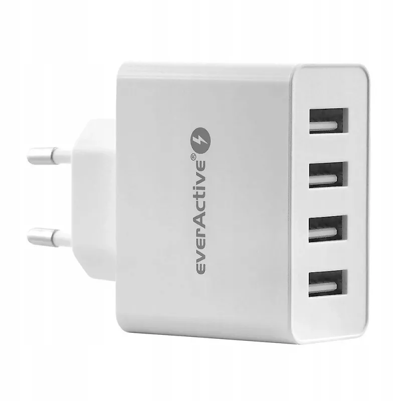 everActive Cargador de teléfono SC400 con 4 puertos USB, salida total 5A, blanco
