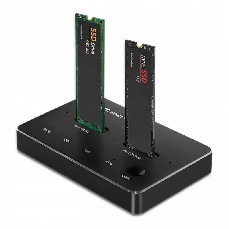 Qoltec 52274 Base de acoplamiento para SSD M.2 | NVMe | SATA | USB-C | DUAL 2 x 2TB