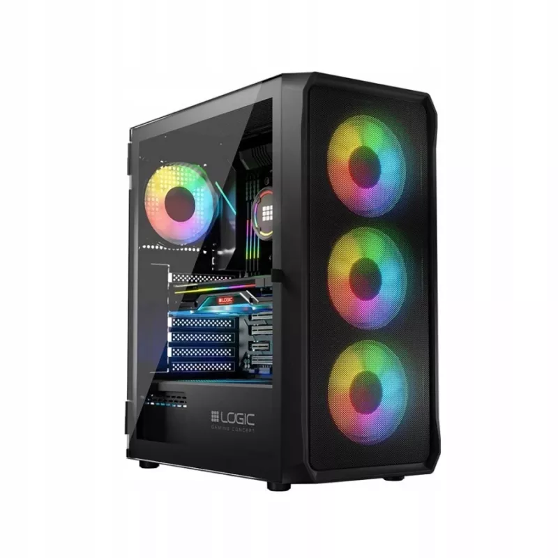 Carcasa LOGIC CONCEPT Portos ARGB ATX Mid-Tower, negra