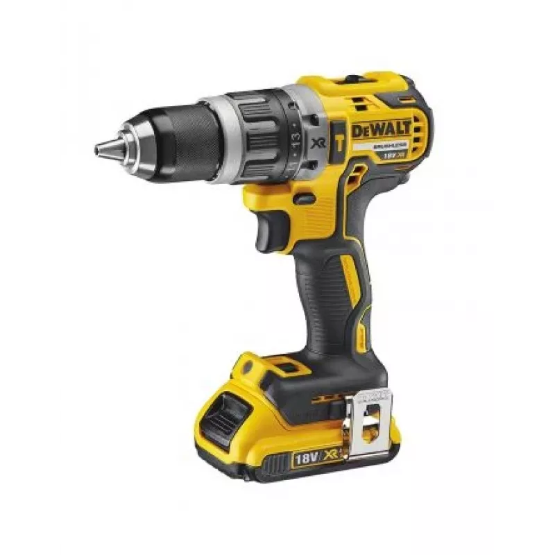 Atornillador a batería DeWalt DCD796D2-QW 18V Li-Ion, 2x2Ah, portabrocas de cambio rápido 13 mm, función de percusión, 1,6 kg