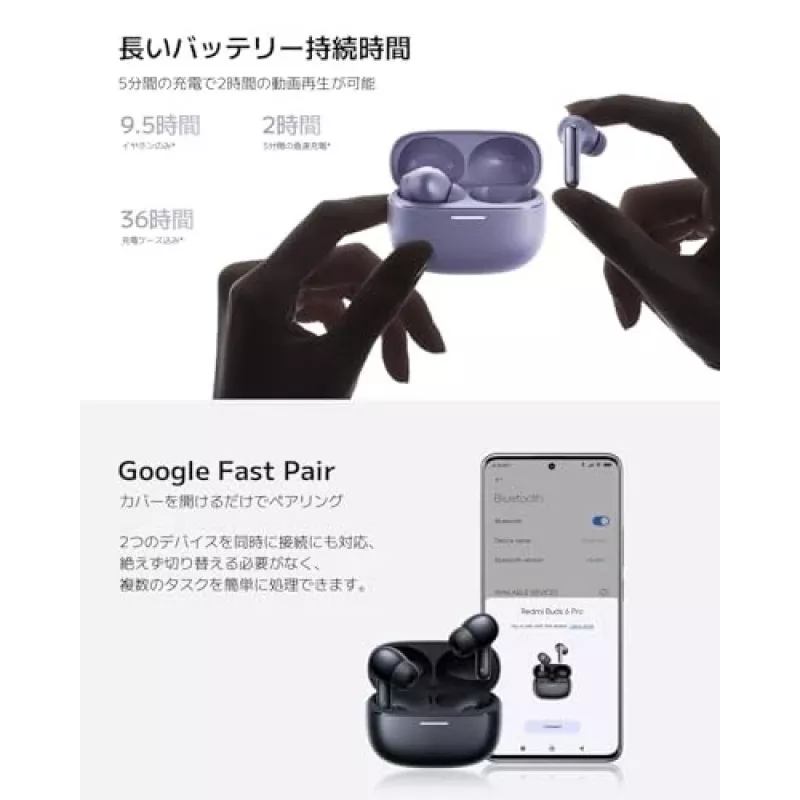 Auriculares Xiaomi Buds 6 Pro — in-ear binaurales, inalámbricos, Bluetooth 5.3, ANC, IP54, 36 h con estuche, carga inalámbrica, USB-C, negro espacial