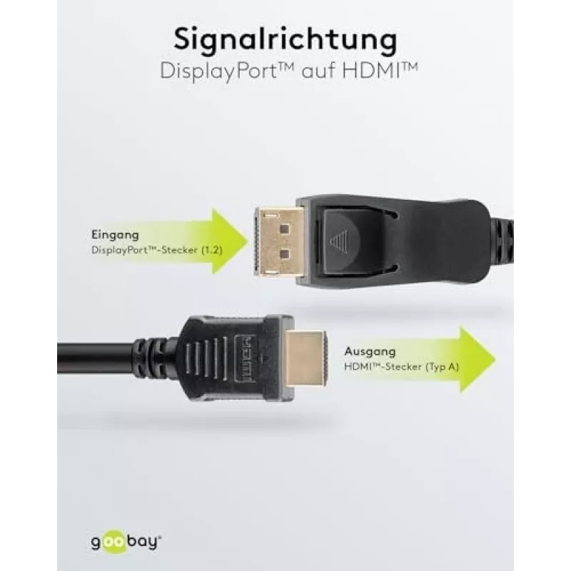 Cable Adaptador DisplayPort 1.2 a HDMI 1.4 4K @ 30Hz / Cable HDMI Ultra High Speed / Conector Macho Dorado para una Transmisión de Señal Impecable / Portátil