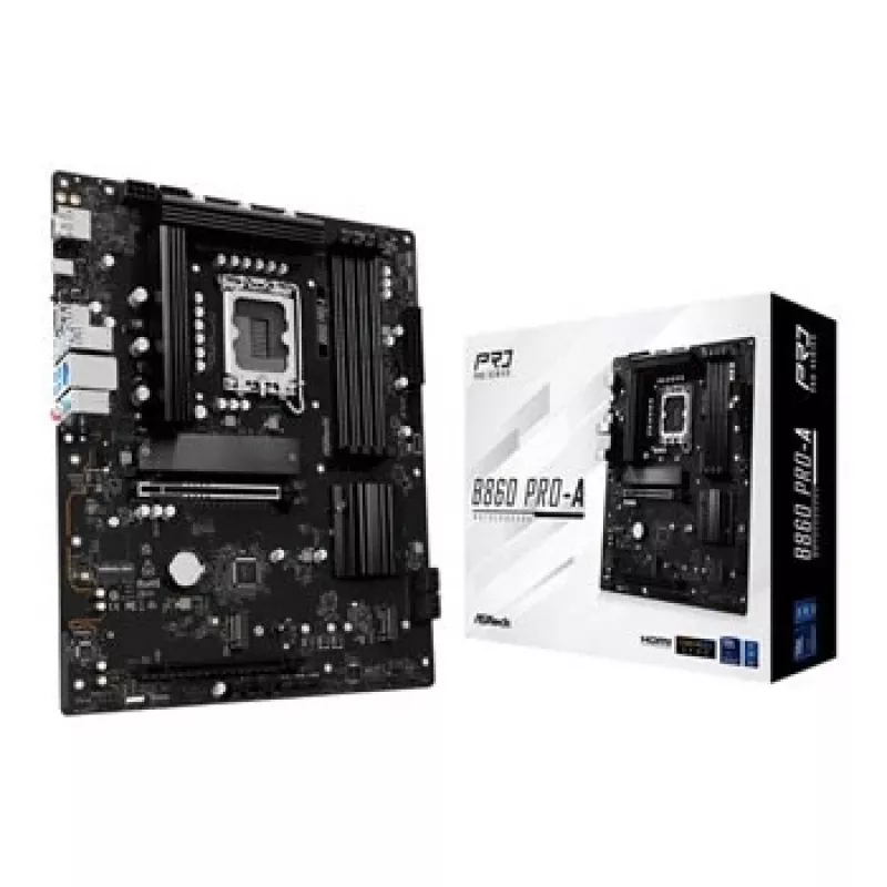Placa base ASRock B860 Pro-A — Intel B860 ATX, LGA 1851, DDR5, 4x DIMM, 256GB, LAN 2.5Gb, 1x M.2, 4x SATA III