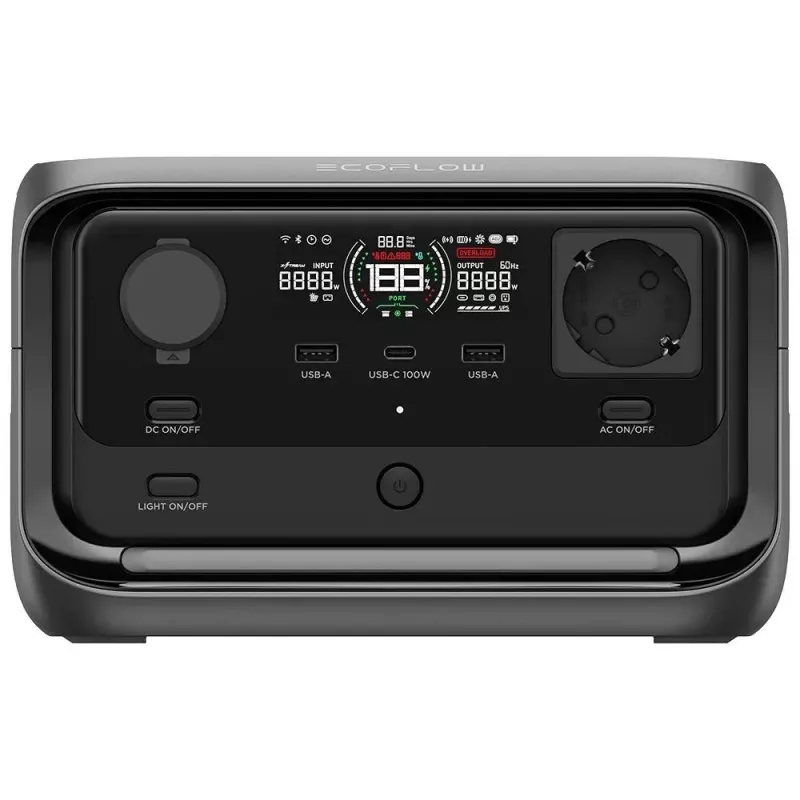 Estación de energía portátil EcoFlow River 3 Plus — LiFePO4 286Wh, salidas AC y USB, carga solar/mechero