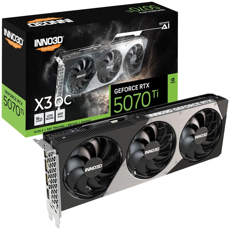 Tarjeta gráfica Inno3D GeForce RTX 5070 Ti — 16 GB GDDR7, PCIe 5.0, 256-Bit, 3x DisplayPort 2.1b + HDMI 2.1b