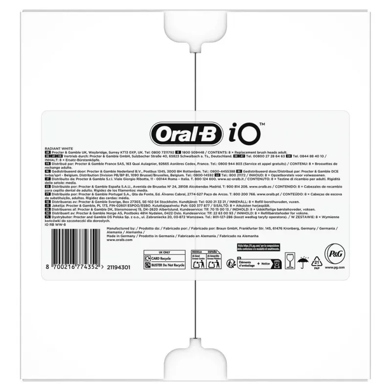 Oral-B IO Series Radiant Blanco Recambios originales blanqueadores 8