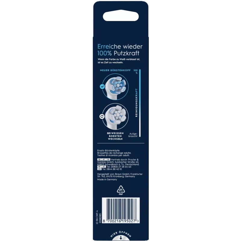Oral-B 195027 cabezal de cepillo de dientes 4 uds. Blanco