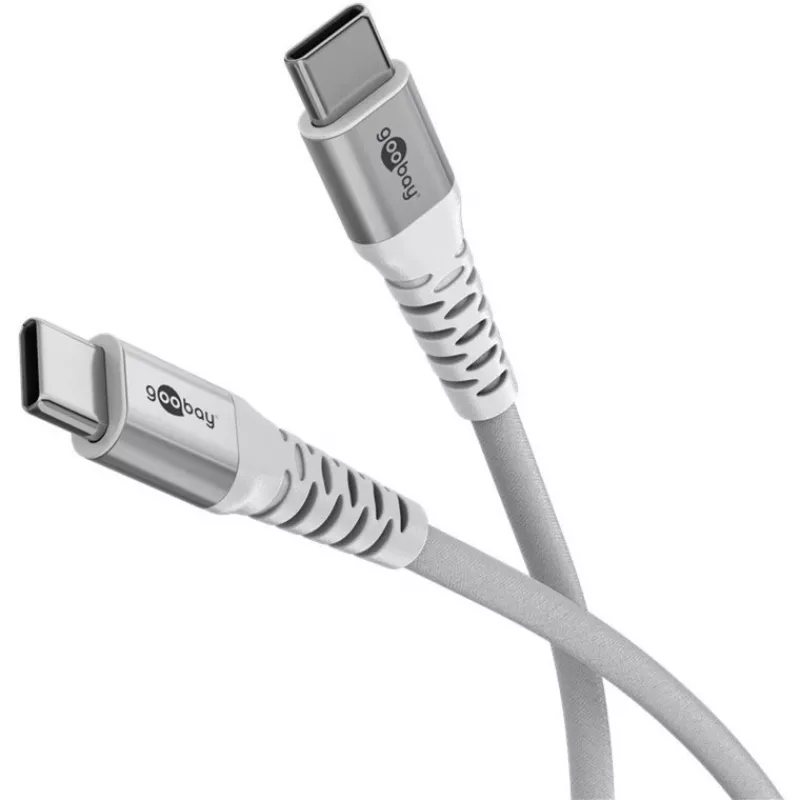 Cable USB 2.0 trenzado súper suave, conector macho USB-C > conector macho USB-C (blanco, 1 metro)