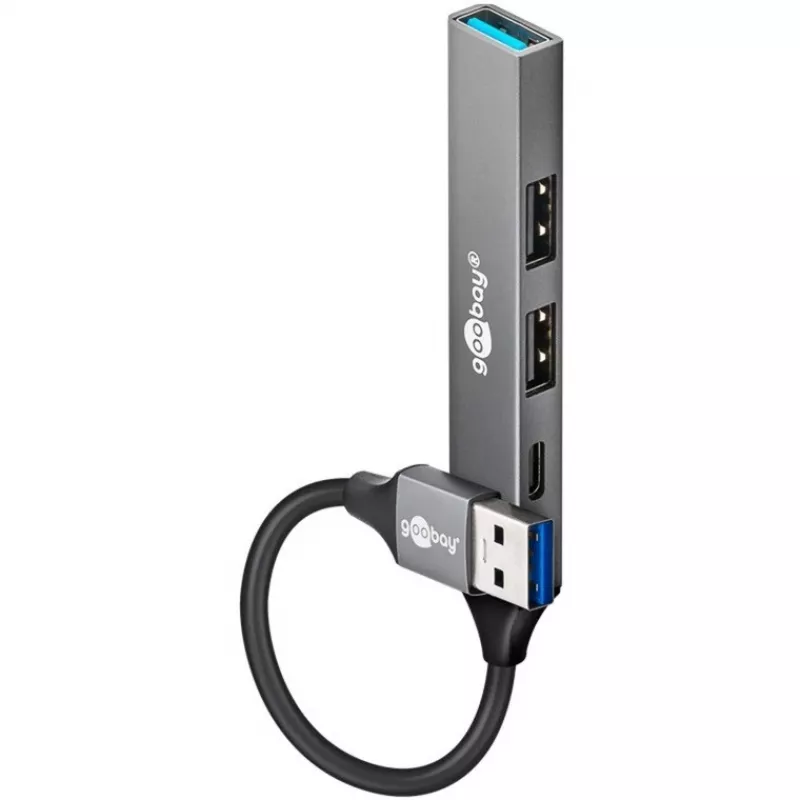 Hub USB Goobay Slim de 4 puertos, USB-A a USB-C™/USB-A, USB 3.2 (74458)