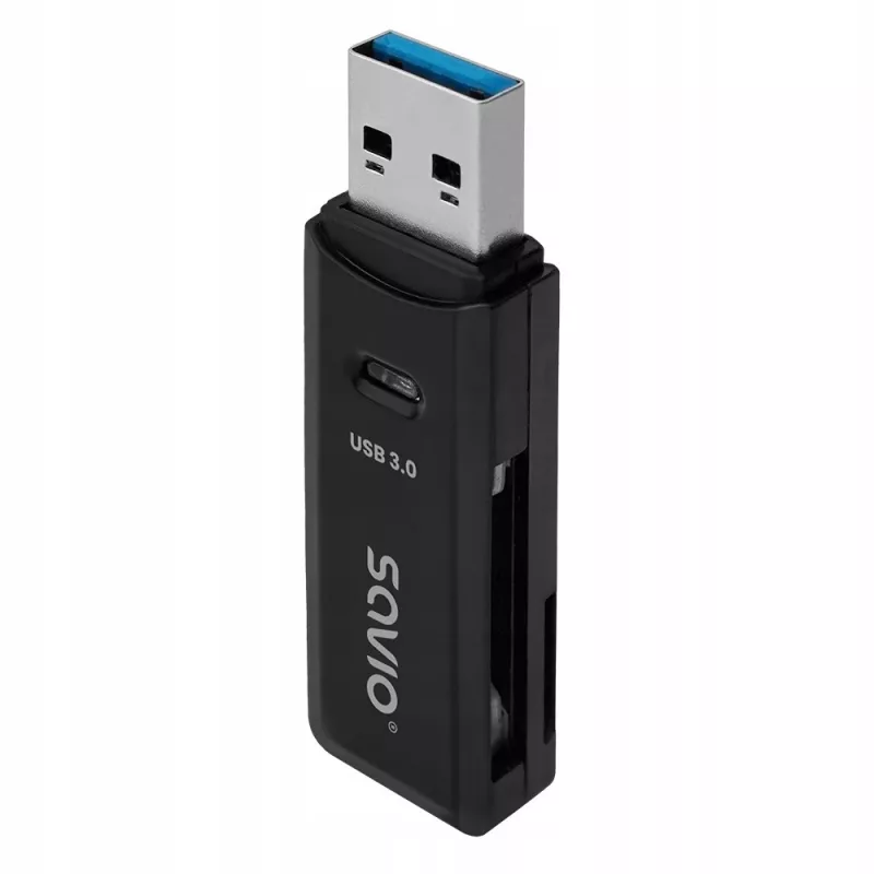 Lector de tarjetas SAVIO AK-64 salida USB 3.2 Gen 1 Type-A, ranura microSD, 5000 Mbit/s, negro