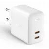 Cargador de pared Aukey PA-B4 2x USB blanco GaN – fuente de alimentación USB compacta con dos puertos USB