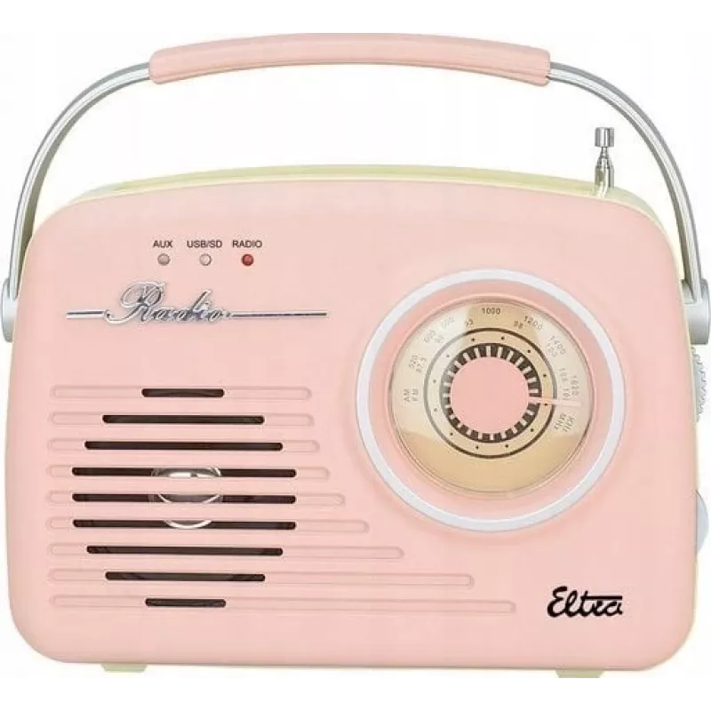 Radio de mesa retro Eltra LUIZA RETRO SP-11 con MP3, USB y soporte para tarjetas SD, rosa
