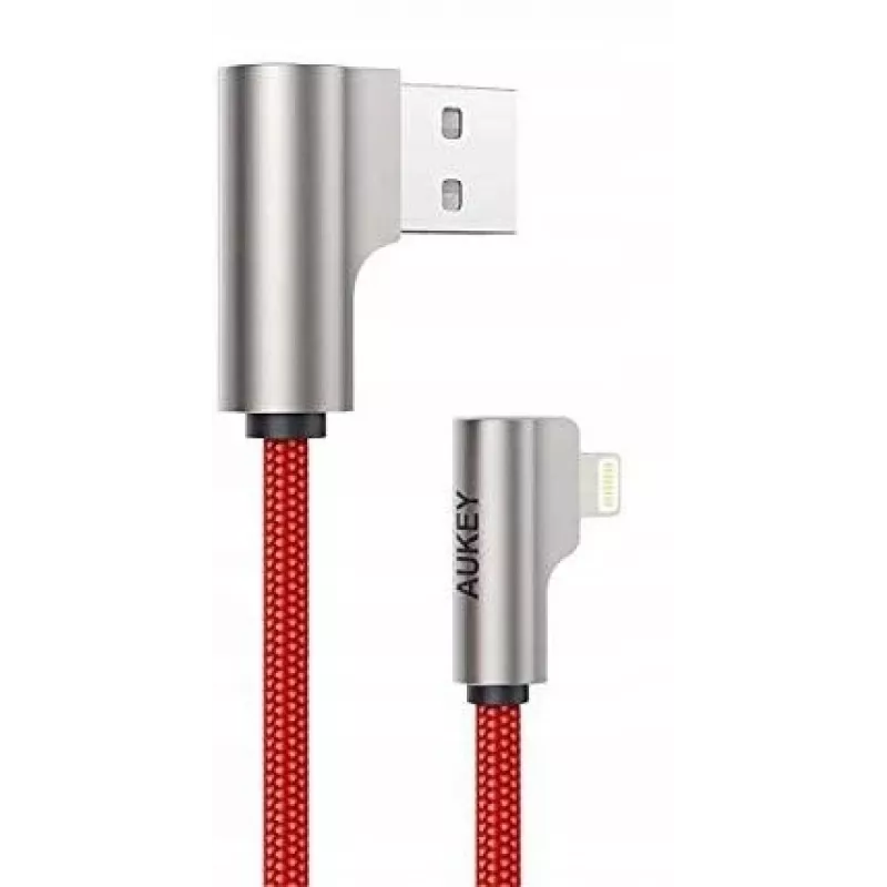 Cable USB a Lightning Aukey CB-AL01 rojo – trenzado de nylon, conector Lightning para dispositivos Apple