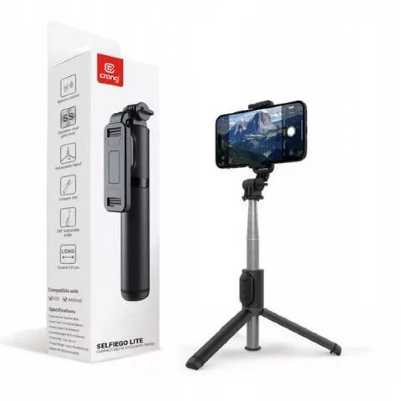 SelfieGo palo selfie compacto con trípode Bluetooth (20-101 cm) Crong CRGSGL1B