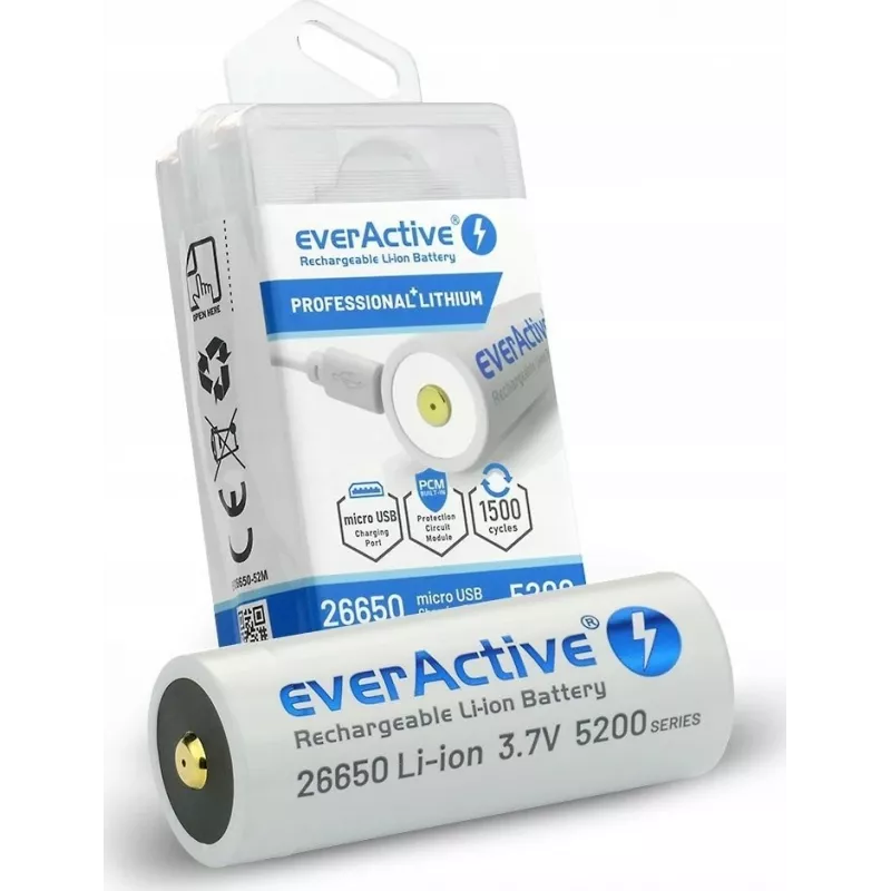 Batería recargable everActive EV26650-52M 3,7V 5200mAh con función de carga micro-USB