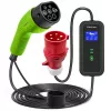 Cargador móvil para coche eléctrico Qoltec ajustable 2 en 1 Type2 | 11 kW | CEE 5 PIN | LCD | 3 fases | portátil | wallbox | 5 m