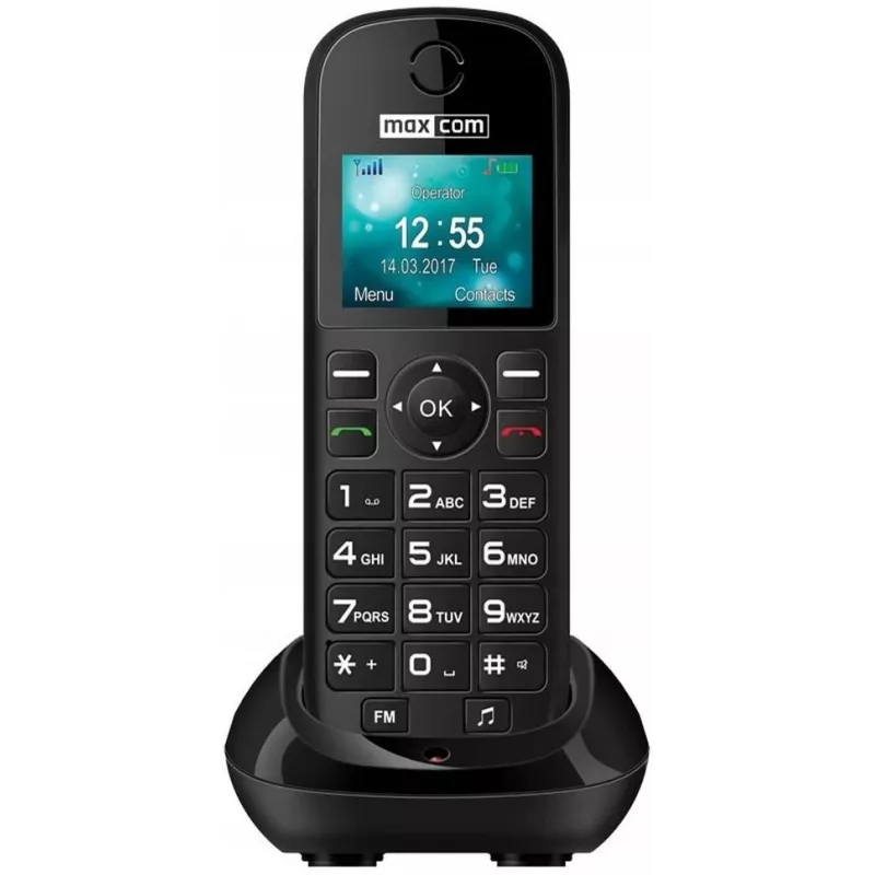 Maxcom MM35D SE teléfono de sobremesa GSM, pantalla en color de 1,77'', radio FM, microSD, USB-C, negro