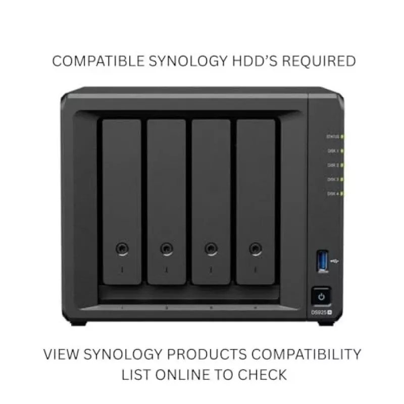 Synology DiskStation DS925+ Servidor NAS/almacenamiento Ryzen Embedded V1500B 4 GB DDR4 0 TB Negro