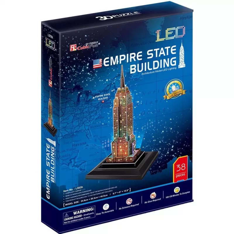 Empire State Building - puzzle 3D luminoso de 37 piezas