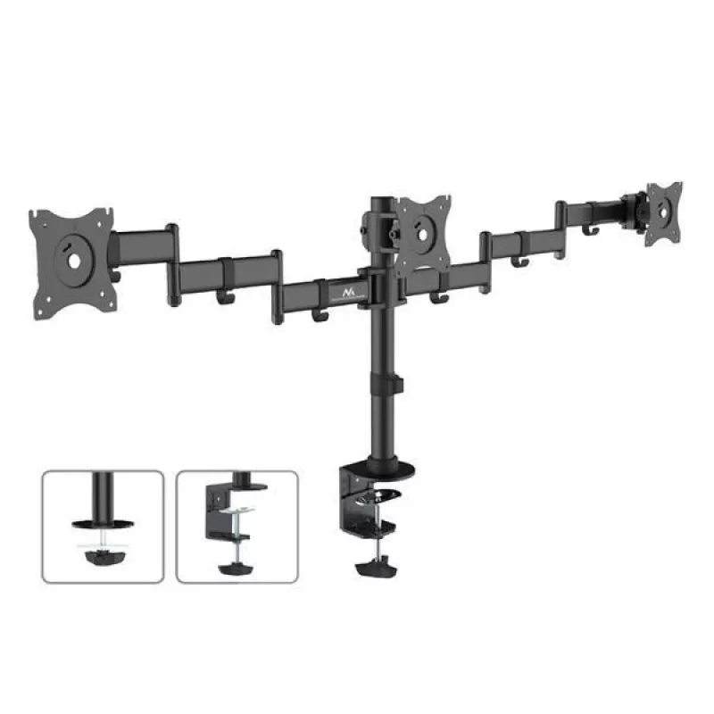 Soporte de sobremesa para monitor MACLEAN MC-691 para 3 monitores – regulable en altura e inclinable