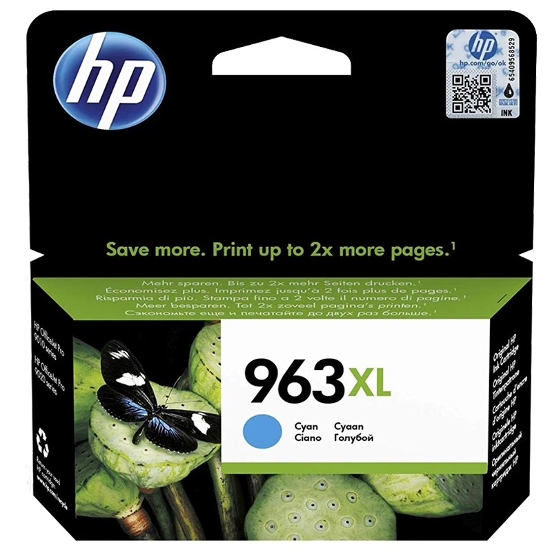 Cartucho de tinta HP 963XL Original de alta capacidad, Cian, 1 ud., 1600 páginas