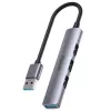 Unitek H1208A hub USB-A, 4 puertos (1x USB-A 5 Gbps, 3x USB-A 2.0), aluminio, plateado