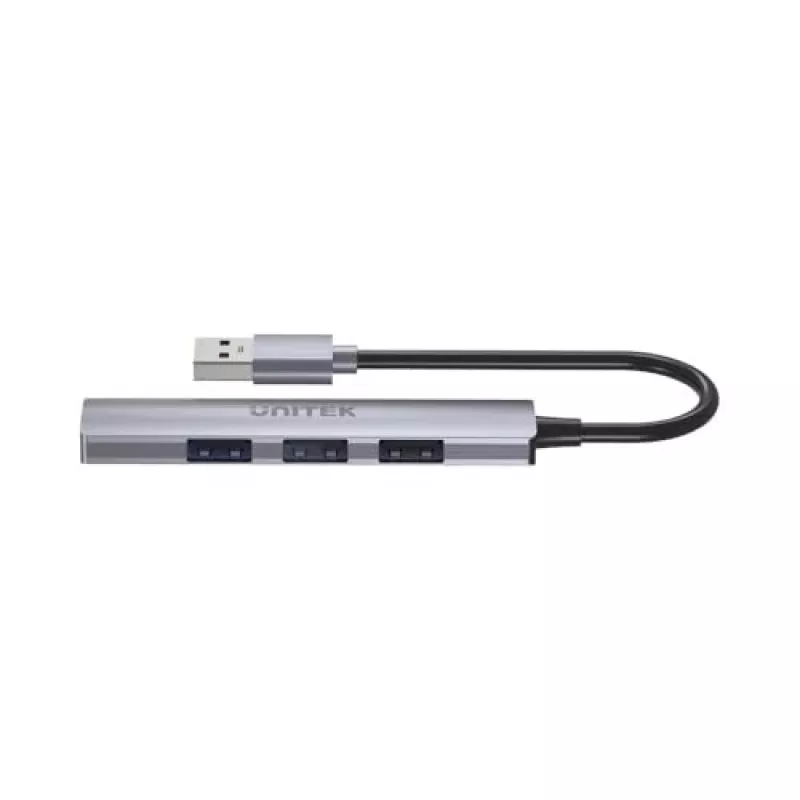Unitek H1208A hub USB-A, 4 puertos (1x USB-A 5 Gbps, 3x USB-A 2.0), aluminio, plateado