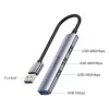 Unitek H1208A hub USB-A, 4 puertos (1x USB-A 5 Gbps, 3x USB-A 2.0), aluminio, plateado