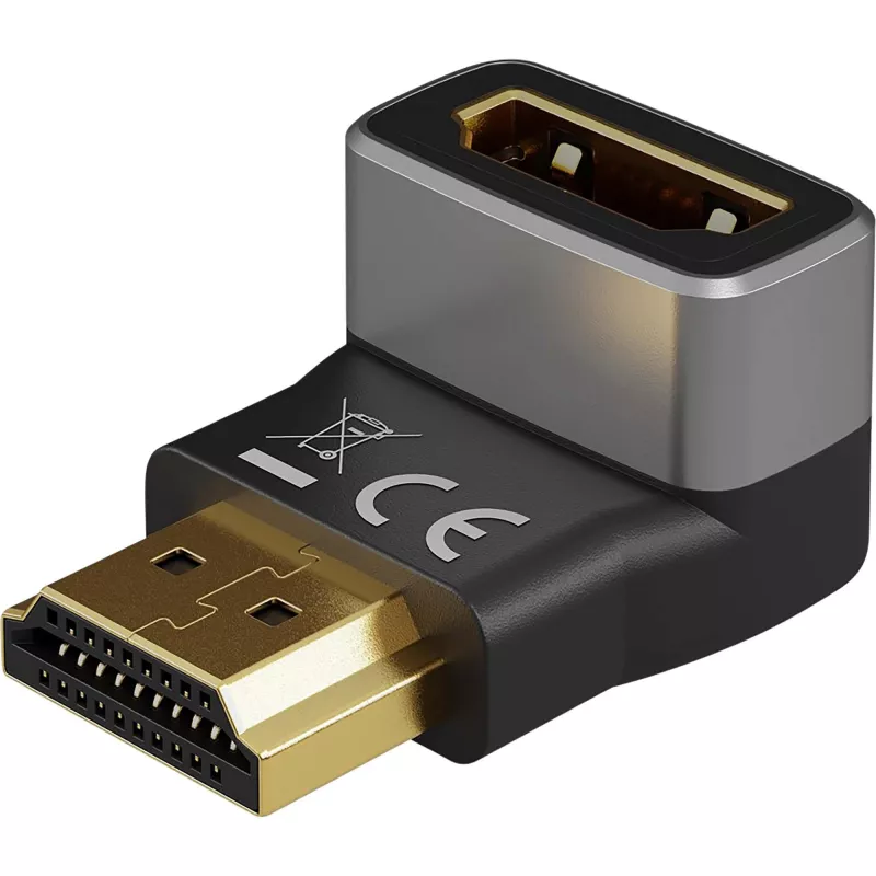 Goobay 72011 Adaptador en ángulo HDMI™ 270° Vertical, 8K @ 60 Hz, dorado, Negro, Plata | Goobay