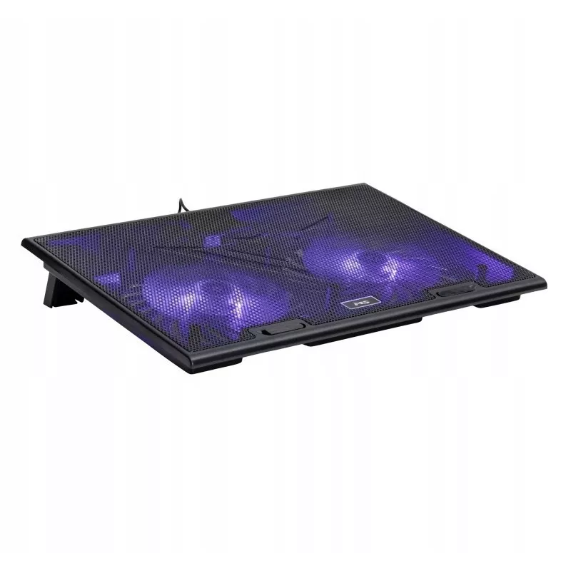 Base refrigeradora MS D10 5 con iluminación LED negra, doble puerto USB