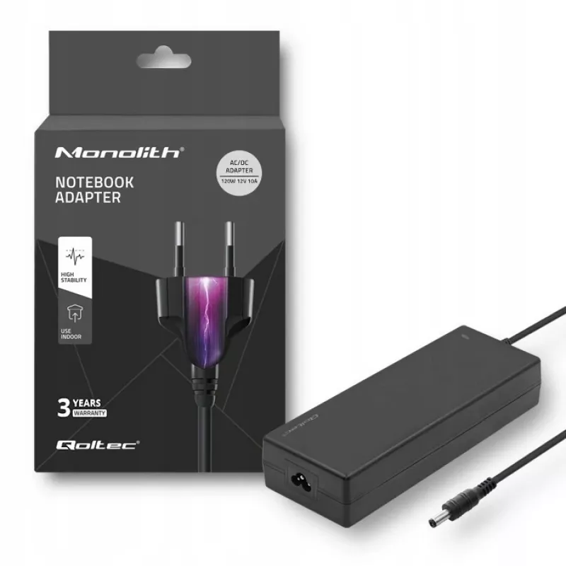 Fuente de alimentación de sobremesa Qoltec 120W | 12V | 10A | 5,5*2,5 | + cable de alimentación