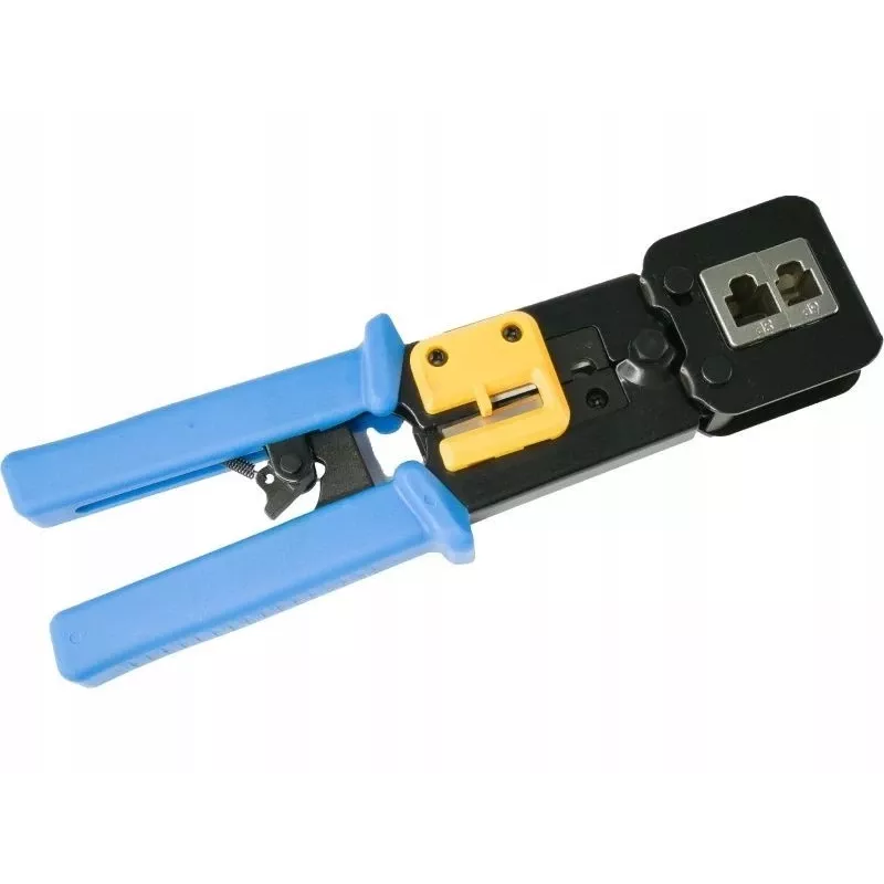 Alicate de crimpado Alantec NI040 para conectores RJ-45, estructura de acero, mangos de plástico, negro/azul