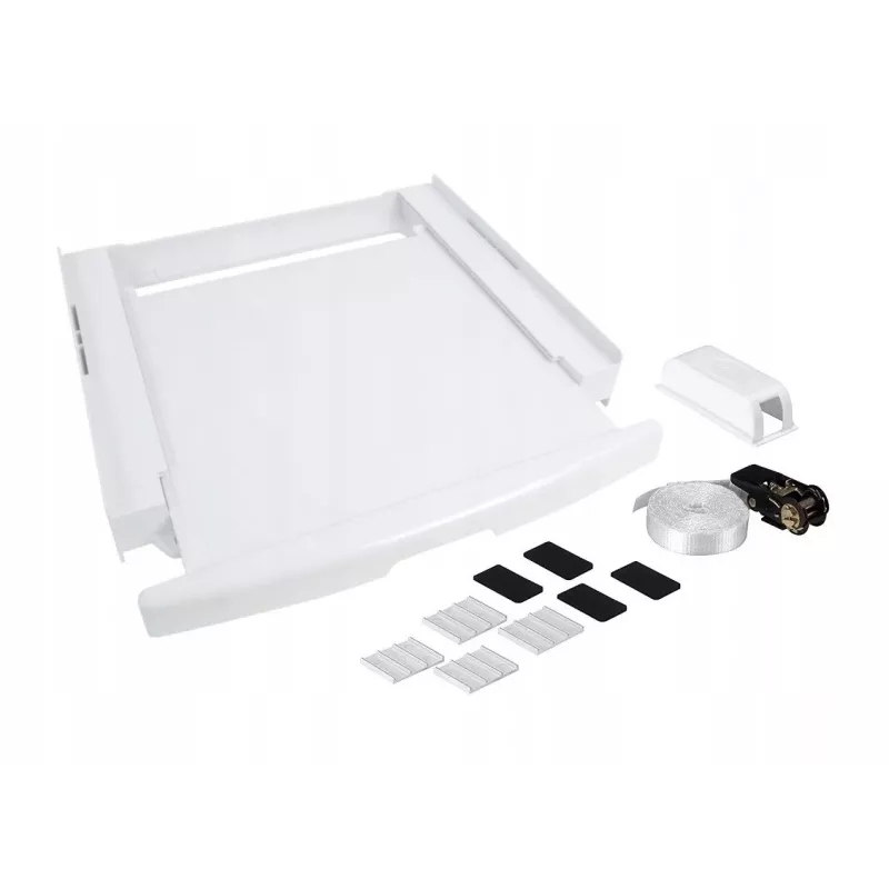 Conector de apilamiento WHIRLPOOL C00855467 para lavadora de 60 x 60 cm y secadora, estante extraíble, correa y almohadillas antideslizantes