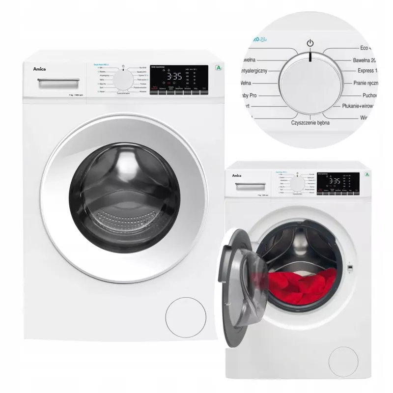 Amica WA5S714ALiSH lavadora de libre instalación con carga frontal, 7 kg, 1400 rpm, clase energética A, blanca