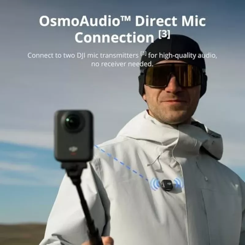 Cámara de acción DJI Osmo 360 Standard Combo — 8K Ultra HD, 120 MP CMOS, 240 fps, estabilización electrónica, pantalla de 2 inch, MicroSD, 183 g, negro