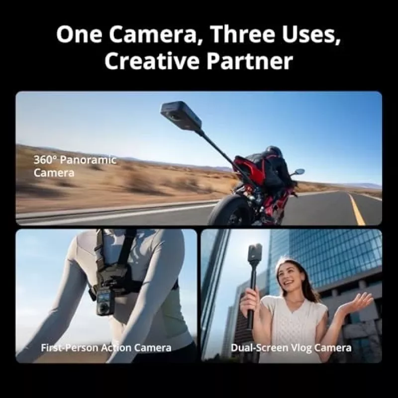 DJI Osmo 360 Adventure Combo CP.OS.00000442 cámara de acción 8K 360°, 120 MP, CMOS de 1/1,1 pulgadas, pantalla de 2 pulgadas, 128 GB, Wi-Fi, IP68