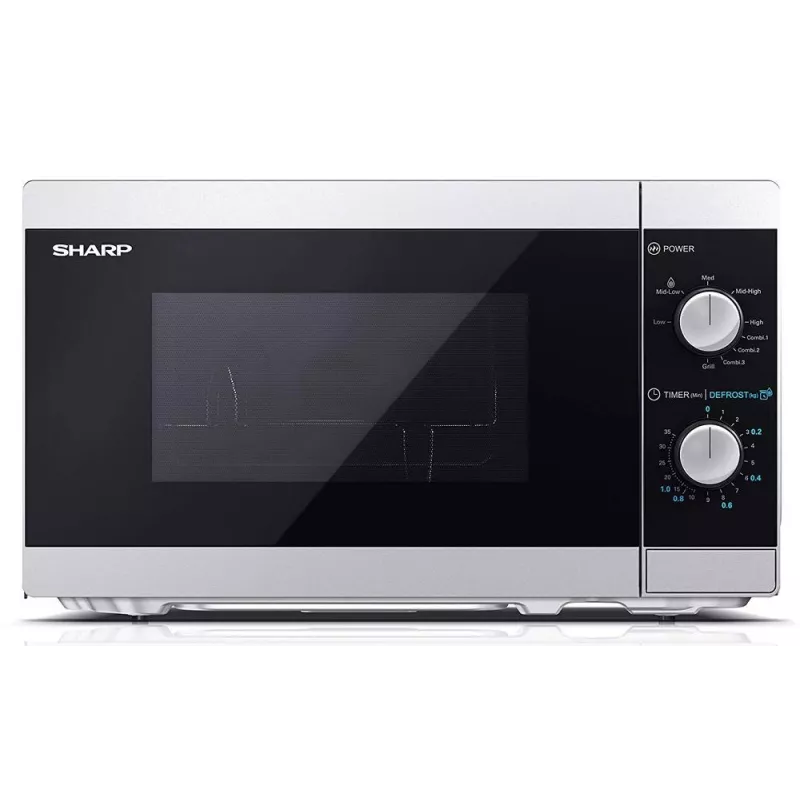 Sharp YC-MG01E-S microondas combinado con grill, 20 l, 800 W, de libre instalación, plata/negro