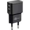 Cargador USB dual goobay - fuente de alimentación - 12 vatios - 2,4 A - 2 puertos de salida (USB) - negro (44951)