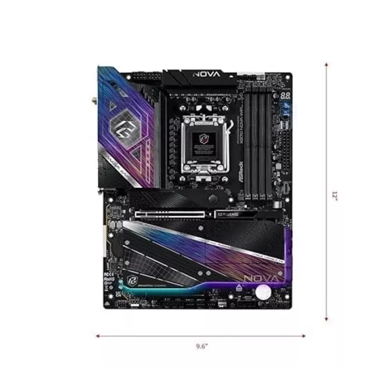 Placa base ASRock X870 NOVA WIFI — AMD X870, zócalo AM5, ATX, 4× DIMM DDR5, 256 GB, Wi-Fi 7, 2,5 GbE