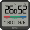 Savio CT-01/B sensor inalámbrico de temperatura y humedad para interior, LCD, reloj, fecha, soporte magnético, negro