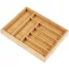 Organizador de cajón de cubiertos GreenBlue GB379, bandeja de bambú con compartimentos, acabado natural